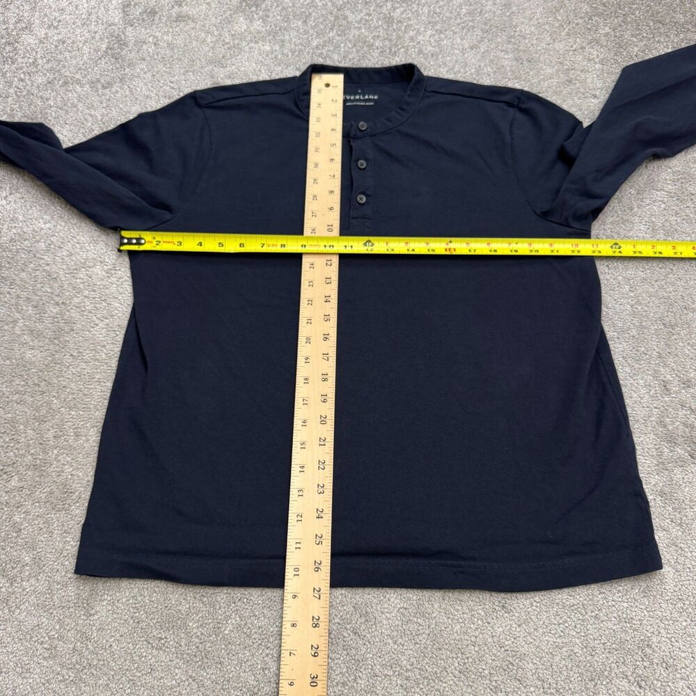 Everlane Heavyweight Cotton Long Sleeve Henley Shirt Mens XL Navy Blue Classic - Picture 9 of 12